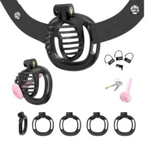 pink chastity cage male cock hollow urethral control feature graphic