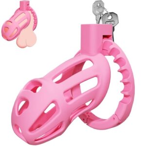 Pink lightweight hollow chastity cage with lock