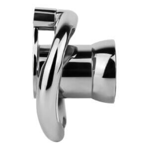 steel chastity cage inverted screw lock belt feature detail graphic