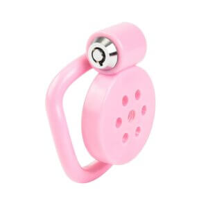pink chastity cage micro push-lock system flat back product view