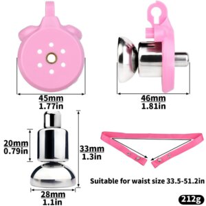 pink chastity cage catheter belt curved rings angled product view