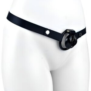 Black inverted chastity belt worn on mannequin