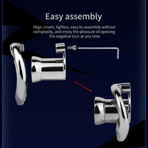 steel chastity cage inverted screw lock belt back product view