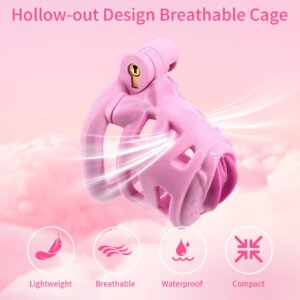pink chastity cage pussy sizes rings invisible detail close-up