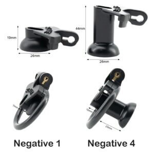 black chastity cage practical inverted rings flat angled product view