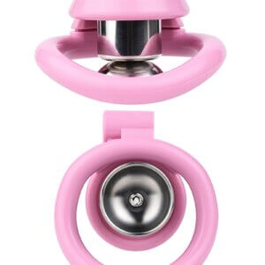 pink chastity cage catheter belt curved rings material detail graphic