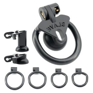 black chastity cage practical inverted rings flat back product view