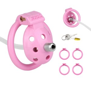 Sissy Resin Cock Cage with Hidden Lock, 4 Ring Sizes & Breathable 3D Design