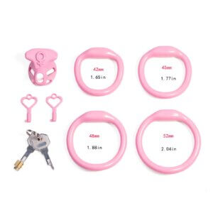 pink chastity cage inverted sissy belt micro back product view