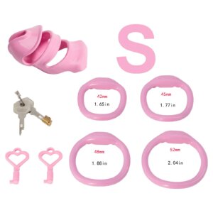 pink chastity cage micro lock rings BDSM back product view