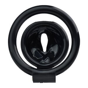 Black inverted chastity cage front view