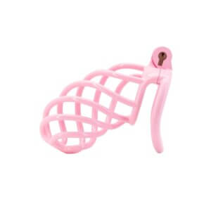 pink chastity cage spiral lock rings restraint angled product view