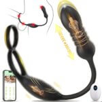Black vibrator for men with stimulator