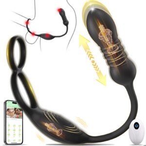 Black vibrator for men with stimulator