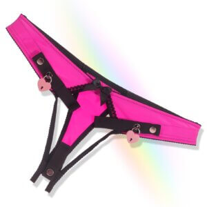 pink chastity cage panties heart lock rings wearing guide graphic