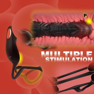 silicone vibrator 6-in-1 thrusting anal app detail close-up