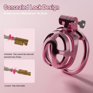 pink plastic chastity cage hidden lock adjustable back product view