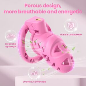 pink chastity cage anal plug harness ring back product view