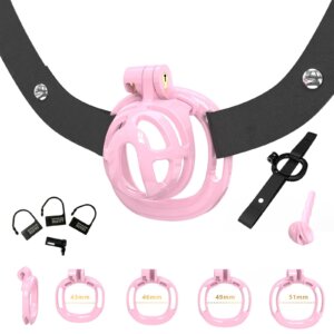 pink chastity cage male cock hollow urethral angled product view