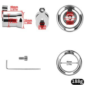 steel chastity cage inverted screw lock belt material detail graphic