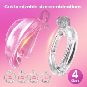 pink silicone chastity cage adjustable belt long wear back product view