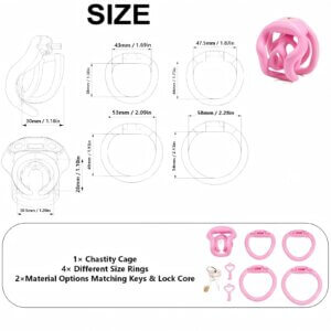 pink resin chastity cage open-frame inverted cock 3D angled product view
