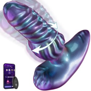 A purple prostate dildo with tentacle texture