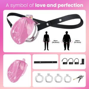 pink silicone chastity cage adjustable belt long wear wearing guide graphic
