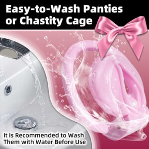 pink chastity cage panties heart lock rings back product view