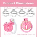 pink chastity cage bow integrated lock rings angled product view