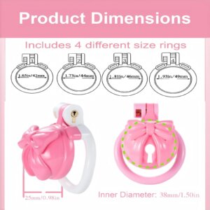 pink chastity cage bow integrated lock rings angled product view