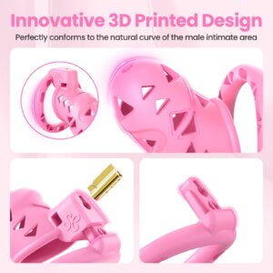 pink chastity cage anal plug harness ring detail close-up