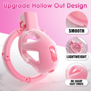 Pink lightweight chastity cage hollow design features