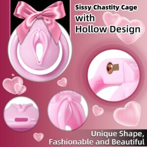 pink chastity cage panties heart lock rings accessory kit view