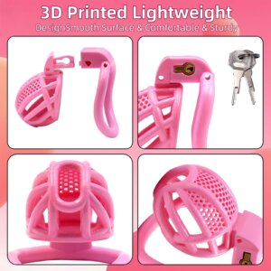 Pink 3D printed chastity cage design details
