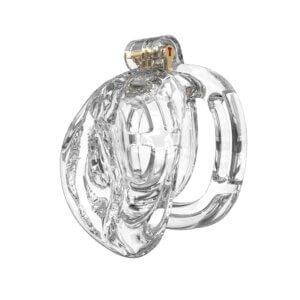 Clear silicone chastity cage front view