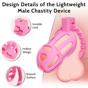 Pink lightweight hollow chastity cage design details
