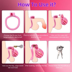 Pink 3D printed chastity cage wearing instructions