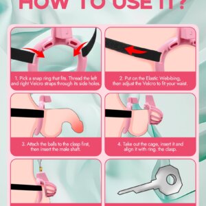 Pink chastity cage wearing instructions