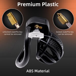 Black 3D printed chastity cage lock detail
