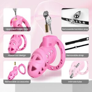 Pink chastity cage component detail diagram