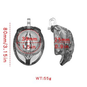 Clear silicone chastity cage size diagram
