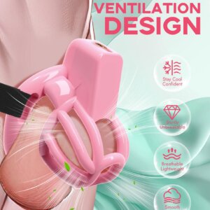 Pink chastity cage hollow ventilation design