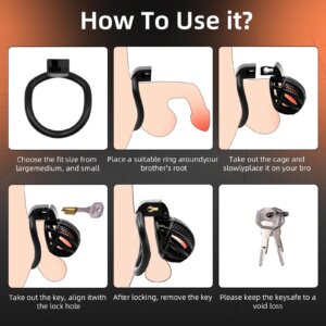 Black 3D printed chastity cage wearing instructions