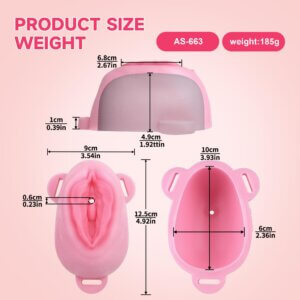 pink silicone chastity cage sissy belt breathable design back product view