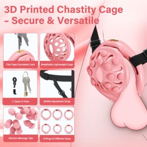 pink chastity cage male tiny sex size control feature graphic