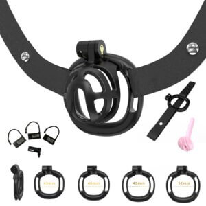 pink chastity cage male cock hollow urethral feature detail graphic