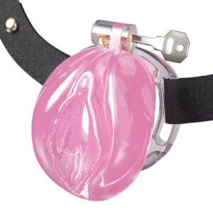Pink Silicone Chastity Cage with Adjustable Belt for Long Wear