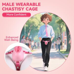 pink silicone chastity cage sissy belt breathable design accessory kit view