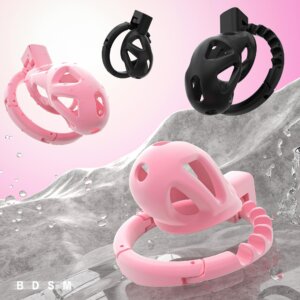 Pink and black lightweight chastity cage color options